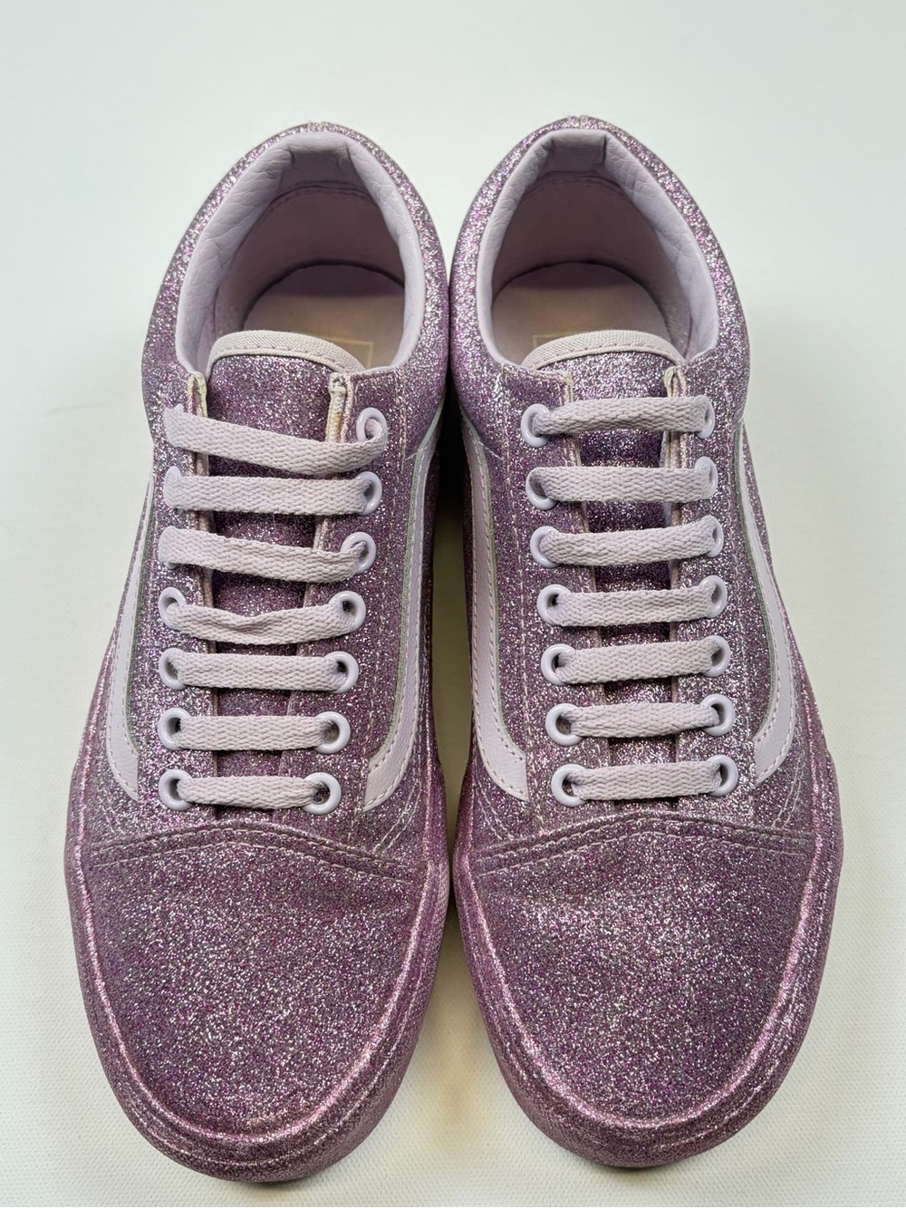 VANS OLD SKOOL PINK PURPLE GLITTER SPARKLE LIW TOP SNEAKERS SHOES WOMENS SIZE 8